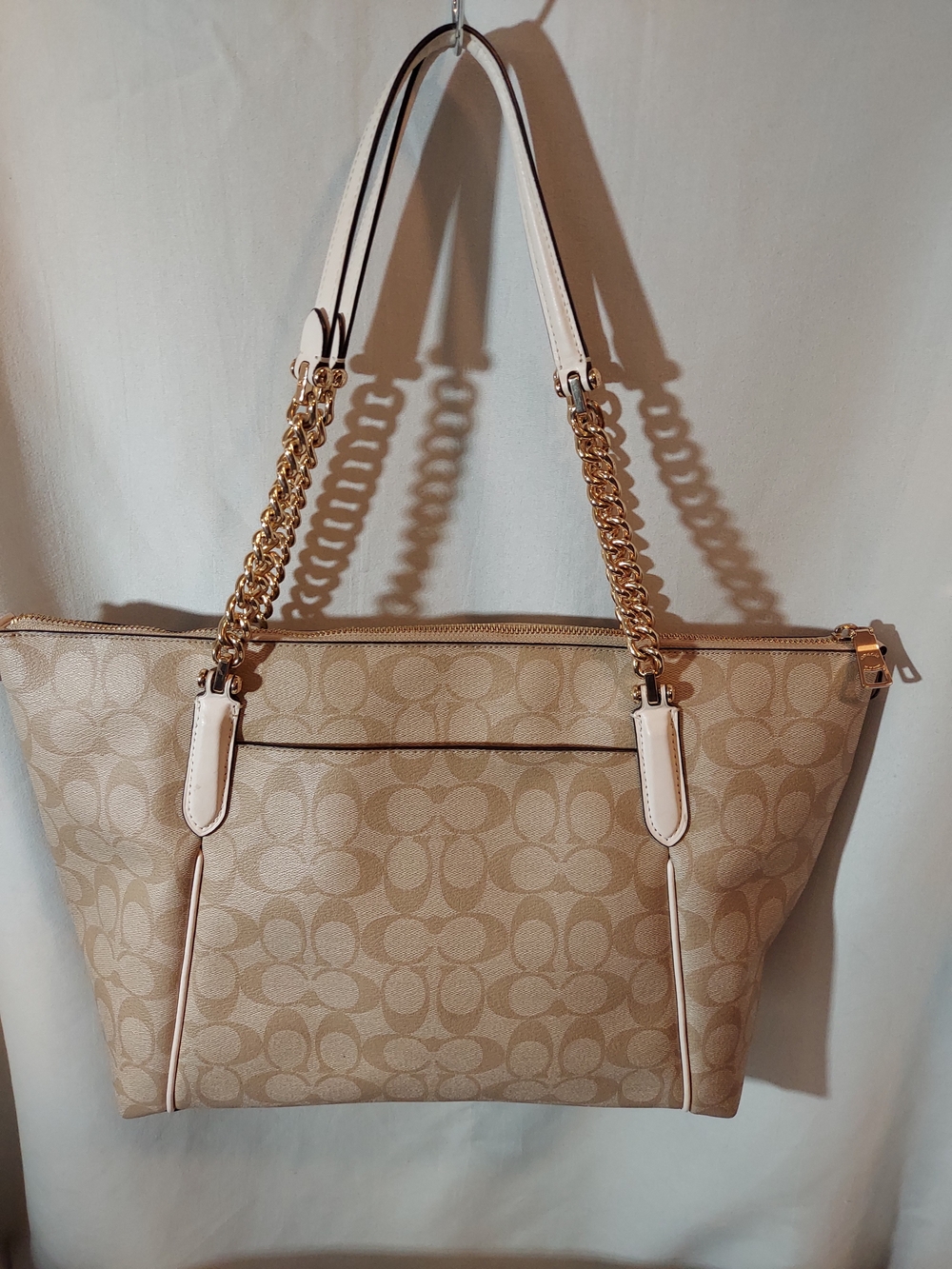 Coach Signature Ava Chain Tote & Matching Zip Wallet Set - Khaki/Chalk - Picture 2 of 14